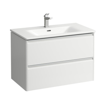 LAUFEN PALACE Комплект мебели 800х450х545 мм., с раковиной Slim, 2 ящика, органайзер для ящика, ручка анодированный алюминий, цвет белый глянцевый