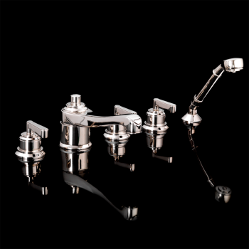 Смеситель на борт ванны Devon&Devon Manhattan на 5 выходов с переключателем и ручной лейкой никель блестящий MNH450NK