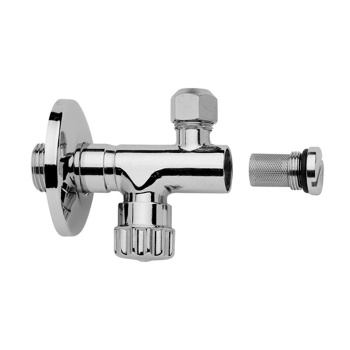 Угловой вентиль Fima Carlo Frattini Complementi Bagno с фильтром с регулировкой и выводом, 3/8, под слив диаметром 10, хром F190CR