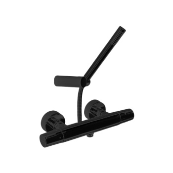 Смеситель термостатический Ramonsoler Tzar для душа с душевым комплектом чёрный 343401DNM