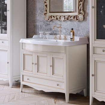 Тумба с раковиной Tw Veronica Simas AR874bix1 105x56, с 1отв., 3 расп. дв. и 1ящик, доводч. Blum, ручки Riflesso бронза, vintage VER4105-V+AR874bi*1 комплект