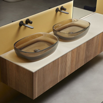 Раковина Antonio Lupi Senso 60х40х15см., без отв., без перелива, Cristalmood, Nebbia А0002427721