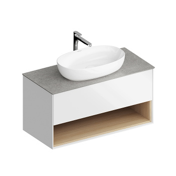 Тумба PLAZA Modern подвесная Kerama Marazzi 100 белый 1 ящик + полка PLB.M.100.1\WHT.V