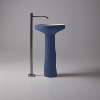 Раковина Antonio Lupi Ago 50х85, без отв., слив в пол, с сифоном, гибким шлангом и донным клапан, Flumood, внешний Mirtillo, внутри белый А0002451493