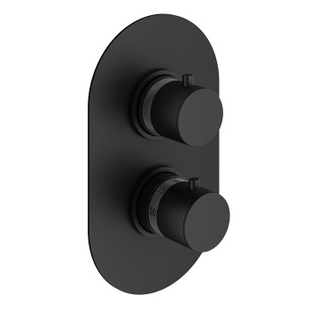 Смеситель термостат встраиваемый для душа Plumberia Selection Ixo 3 вых. в к-те со встраив.частью, накл. овальная из нерж.стали, черный матовый, XOT5050NO