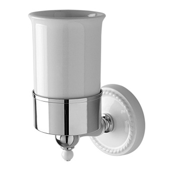 Стаканчик Devon&Devon Dorothy керамика белая для з/щеток настенный держатель хром/белый DOR403CR