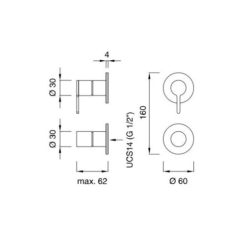 Cмеситель для душа CEA Design Innovo INV 70 L с термостатом сталь