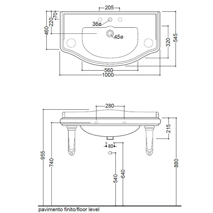 Керамический держатель для раковины Kerasan Retro 1 шт, белый, укомплектован металлич креплением, для установки требуется 2 шт. 107901