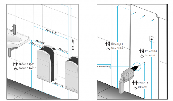 Сушилка для рук Nofer погружная V-JET TRIBLADE белая 01305.W