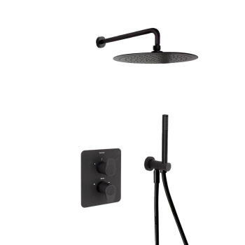 Смеситель для душа Ramonsoler Alexia встраиваемый термостатический с тропическим и ручным душ чёрный K3687011NM