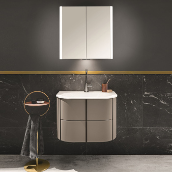 Комплект мебели Burgbad Lavo 2.0 72х49.5х49.2см., 2 ящика, раковина Velvet с сифоном, с 1 отверстием для смесителя, ручки черные, подвесной, цвет: Basaltgrau Matt