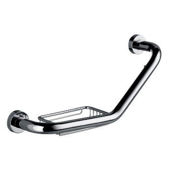 Поручень изогнутый Emco Rondo2 с полочкой-решеткой, 413мм, хром 4571 001 00