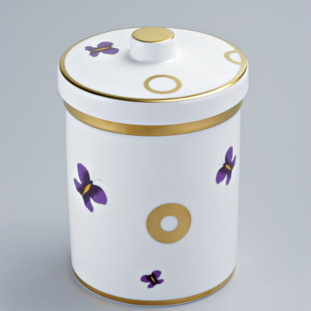 Банка керамическая с крышкой THG Capucine Mauve Decor Or A7D-A02-4611 белый