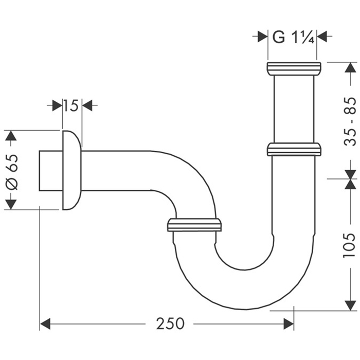 Сифон трубчатый hansgrohe 53002000