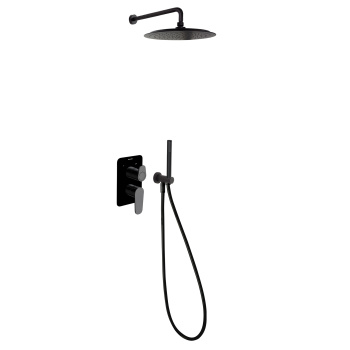 Смеситель для душа Ramonsoler Alexia встраиваемый с тропическим и ручным душем чёрный K3615021NM