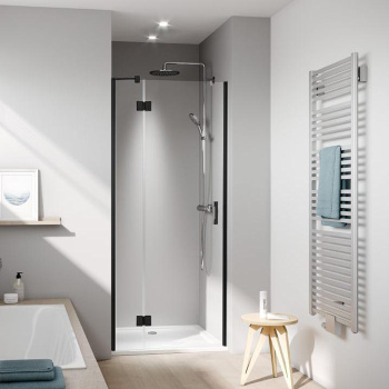 Дверь в нишу Kermi Liga c непод.сегментом LI SFL 900x2000, Schwarz Soft+прозрачное стекло с Kermiclean, LI SFL 09020 3PK