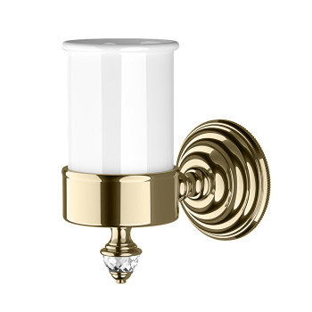 Стакан керамический белый для зубных щеток Devon&Devon Diamond держатель, светлое золото WHD503OTBI