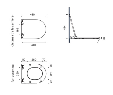 Сиденье для унитаза 46×35 Catalano SFERA с микролифтом тонкое Acqua satinato 0551200028