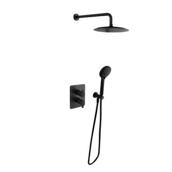 Смеситель для душа Ramonsoler Blautherm встраиваемый термостатический с тропическим и ручным душем чёрный 948712RP240NM