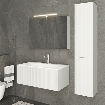 Тумба с раковиной Tw Shape Kerasan 547001x1, 102х52, с 1-м выдвиж. ящиком с механизмом push to open, белый матовый ral9003 SHAP100-B+547001*1