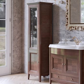 Пенал Tw Veronica 50.2/45x40/37.4xh172, 2 распашные дверки, доводчики Blum, петли слева-SX,, noce, ручки riflesso бронза VER2050S-N