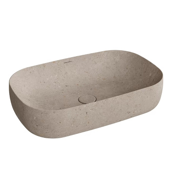 Раковина MAGICA накладная Kerama Marazzi 64 5x41x14,5, без отв. под смеситель, с донным клапаном, без перелива, бежевый камень MA.wb.65\STB