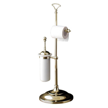 Стойка напольная с бумагодержателем и ершиком Devon&Devon Single светлое золото SL12OT