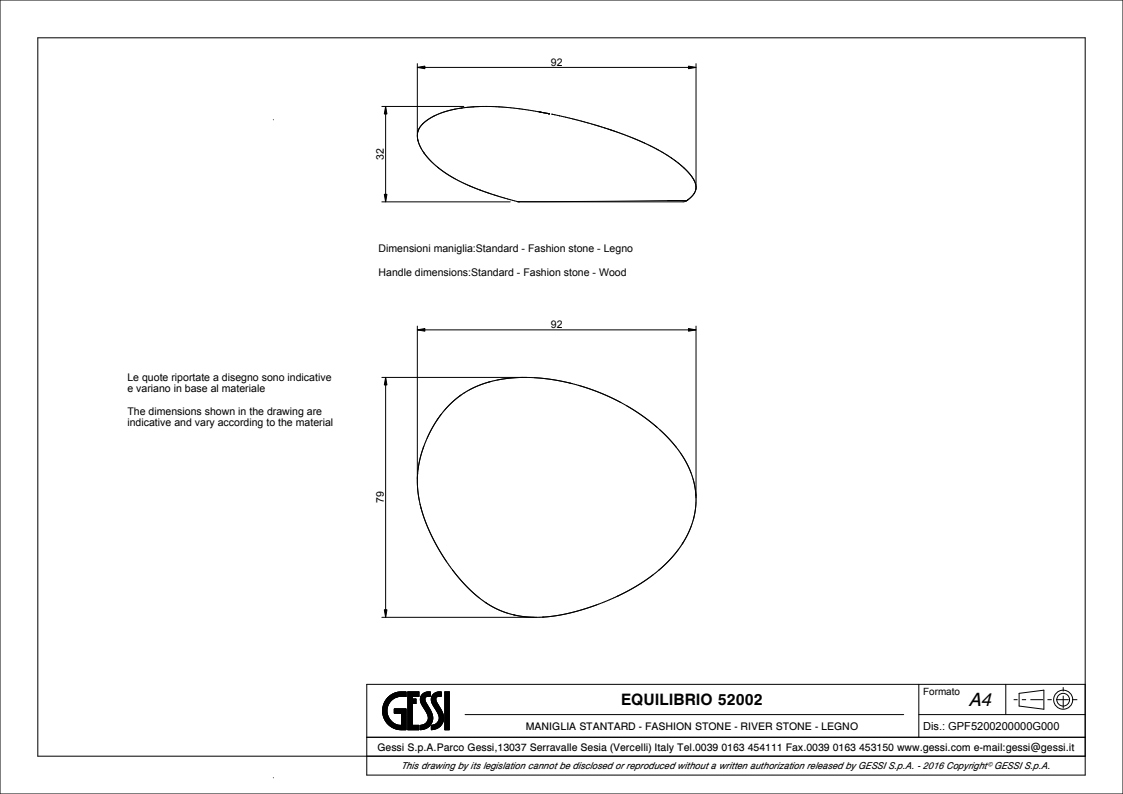Ручка смесителя Gessi Equilibrio 52002.246 Gold PVD