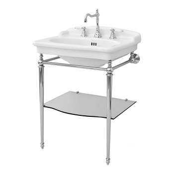 Металлическая структура Artceram HERMITAGE 62х58, на 3 отв., со стеклянной полкой. напольная, хром, HEA015 71 cr