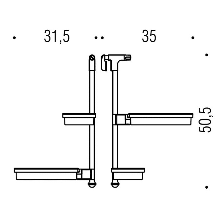 Штанга Colombo Isole с 2 полочками хром B9710.CR-BI