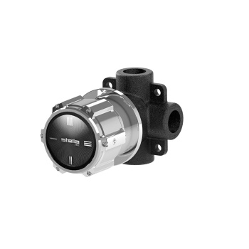 Встраиваемый переключатель для душа Stella Timeaster 0/153 на 2 выхода, круглая ручка d=65 хром, ручка черная TL 01202 CR00N