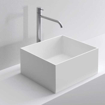 Раковина Milldue STEP 45_19 накладная из CRISTALPLANT ,45х38х19, без отв для смесителя, белый матовый 8936*0 Bianco Opaco