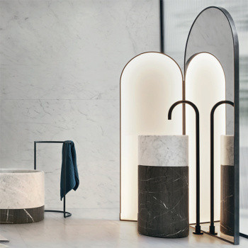 Зеркало напольное Noorth Milldue Edition Roma 150, 90+60, x4x200/170 ., правое, с поворотной створкой, с подсветкой, рама черный металл, 5356.DX