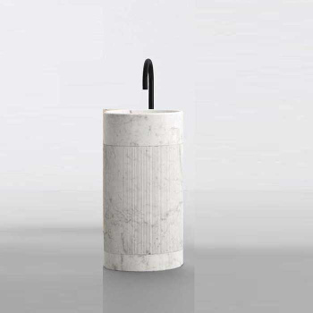 Раковина напольная Noorth Milldue Edition Roma 450х880, без перел, с дон клап, цоколь Bianco Carrara, корпус Bianco Carrara, раков Bianco Carrara, 5075.A