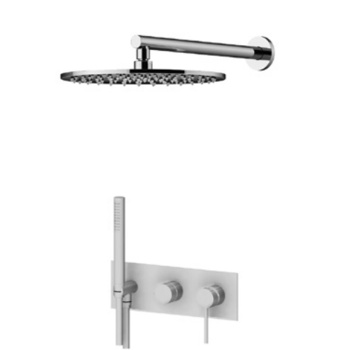 Комплект для душа со встроенным смесителем с ручной лейкой и верхним душем Gattoni Circle Two 250, хром 9170/PDC0