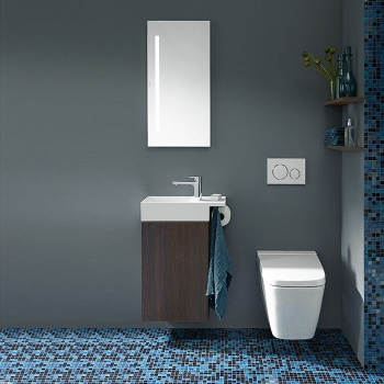 Тумба с раковиной Burgbad Yumo 50х72х26 см 1 отв., крючок, держ т/б, цвет: Velvet walnut