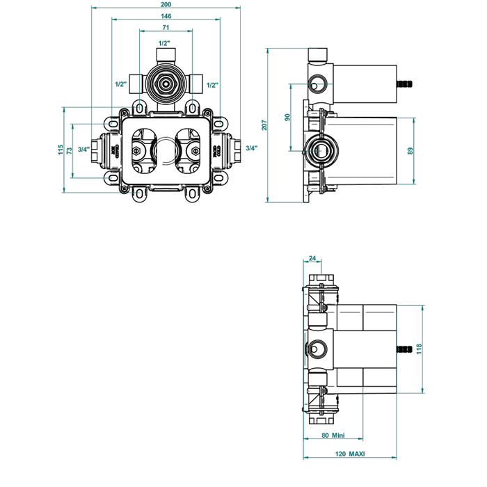 Встраиваемая часть термостата THG General Items G00-A00-5600AE