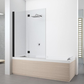 Шторка на ванну Novellini Young 120x151,6см, левая SX, стекло прозрачное, профиль черный матовый, Y21BSV120S-1H