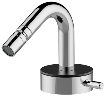Смеситель для биде Cisal Slim однорычажный, на 1 отверстие с донным клапаном, хром/черный матовый SM0015506T