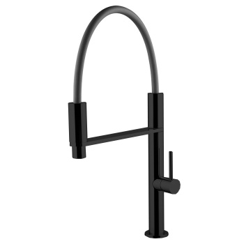 Смеситель для кухни Fima Carlo Frattini Kitchen на 1 отверстие, Flexi, с выдвижной лейкой, чёрный матовый F7047NS