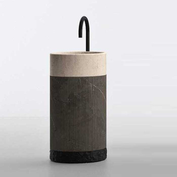 Раковина напольная Noorth Milldue Edition Roma 450х880, без перелива, с донным клапаном, цоколь Ardesia, корпус Grafite, раковина Moka Cream, 5075.G