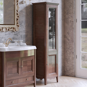 Пенал Tw Veronica 50.2/45x40/37.4xh172, 2 распашные дверки, доводчики Blum, петли справа-DX,, noce, ручки riflesso бронза VER2050D-N