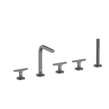 Смеситель на борт ванны Fantini Sailing на 5 отверстий, с изливом, ручным душем и шлангом 1500, Matt Gun Metal PVD 67 P5 J065