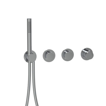 Внешняя часть термостатического смесителя Almar Modular Push на 2 потребителя с модулем ручного душа, оружейный металл брашированный pvd E180433.GM