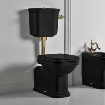 Бачок для унитаза Kerasan Waldorf для монтажа с низкой трубой, без трубы и механизма слива, черный 418204 Nero lucido