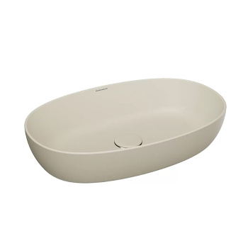 Раковина PLAZA накладная Kerama Marazzi 60x38x13 5, без отв. под смеситель, без перелива, песочная матовая PLR.wb.60\SAN
