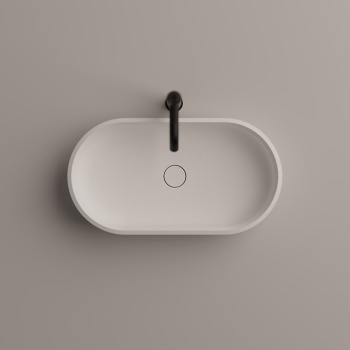 Раковина накладная Agape Undici 59х35х11, без отв., без перелива, с донным клапанном, Solid surface, белый матовый ACER0386ZZ