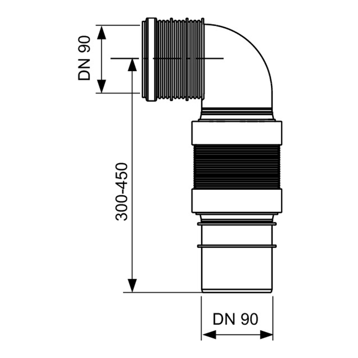 Гофрированный соединительный отвод унитаза Tece Teceprofil 9820317 черный