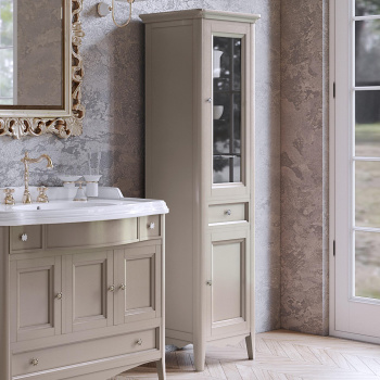 Пенал Tw Veronica 50.2/45x40/37.4xh172, 1выдв.ящик, 2 распашные дверки, доводчики Blum, петли справа-DX,, tortora, ручки riflesso бронза VER3050D-T