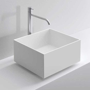 Раковина Milldue STEP 45_21 накладная из CRISTALPLANT ,63х38х21, без отв для смесителя, белый матовый 9296*0 Bianco Opaco